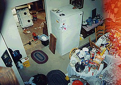 This was the mess that was our temporary kitchen. Imagine everything covered with dust. And washing dishes in a bucket. Or trying to find anything.